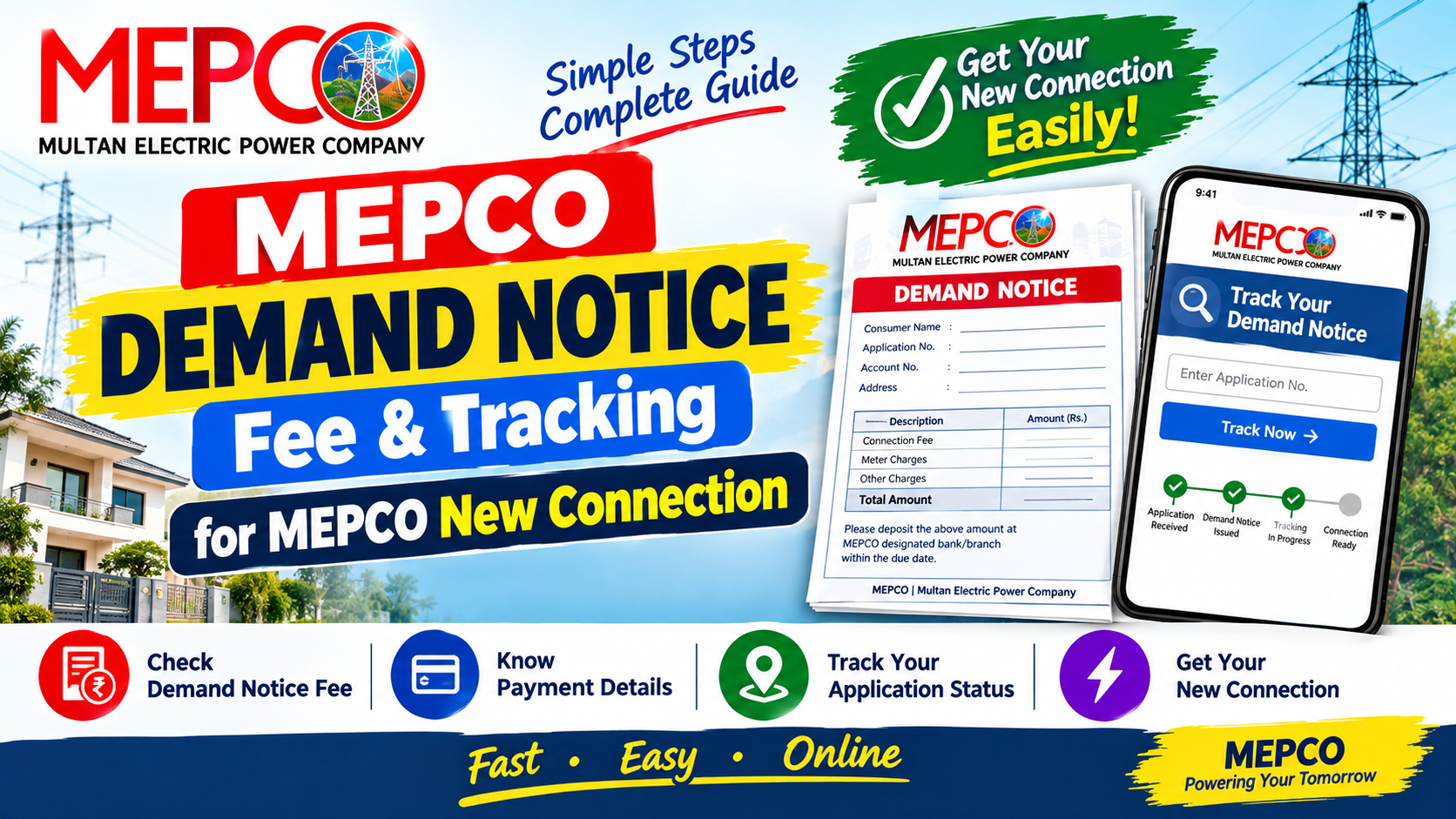 MEPCO Demand Notice Fee & Tracking for MEPCO New Connection